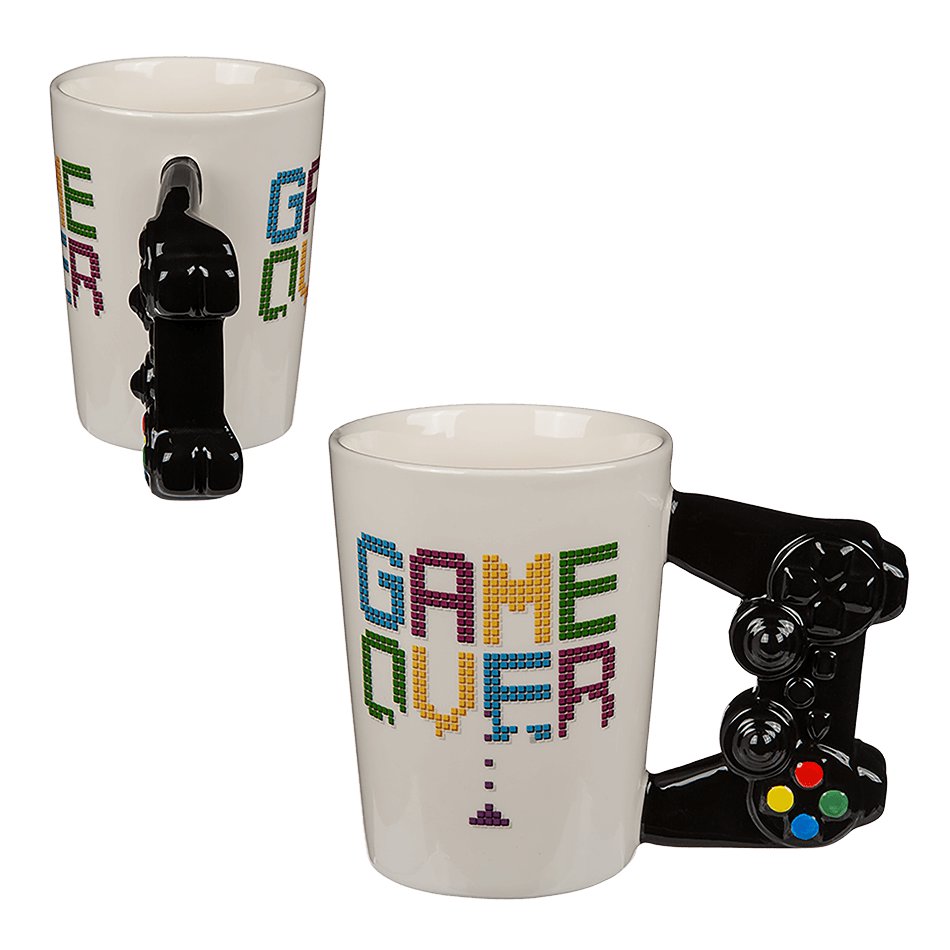 Tasse "Game Over" mit Joystick-Griff  Kaffeetasse Kaffeebecher Gamer Zocker 