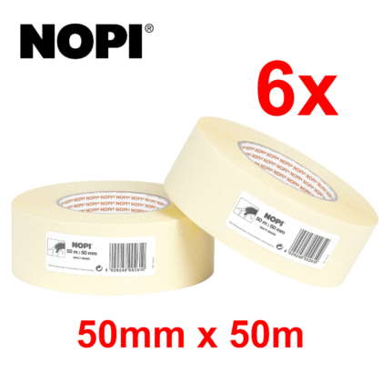6x NOPI Maler Hochkrepp Papierabdeckband, 50 mm x 50 m