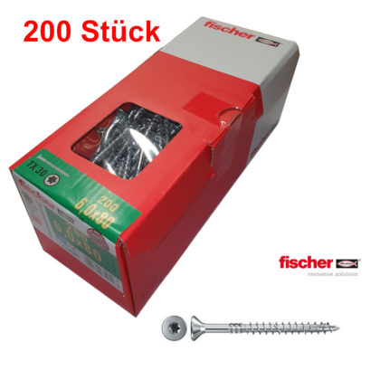 fischer Power-Fast 6,0 x 80 Senkkopf blauverzinkt Teilgewinde Innenstern TX 30 - 200Stück