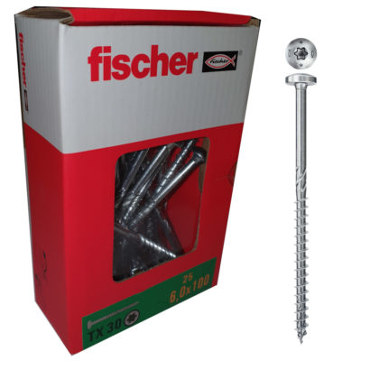 Fischer Spanplattenschraube Halbrundkopf Power-Fast FPF-PT 6,0 x 100 ZPP 25 TX30