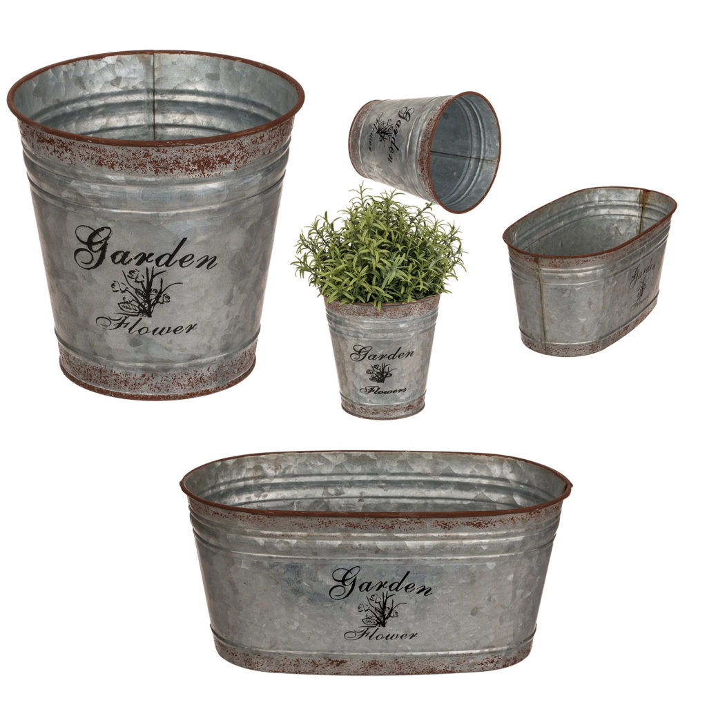 Metall Blumentopf verzinkt rund oval Krutertopf Pflanztopf Garden &  Flowers | eBay.de