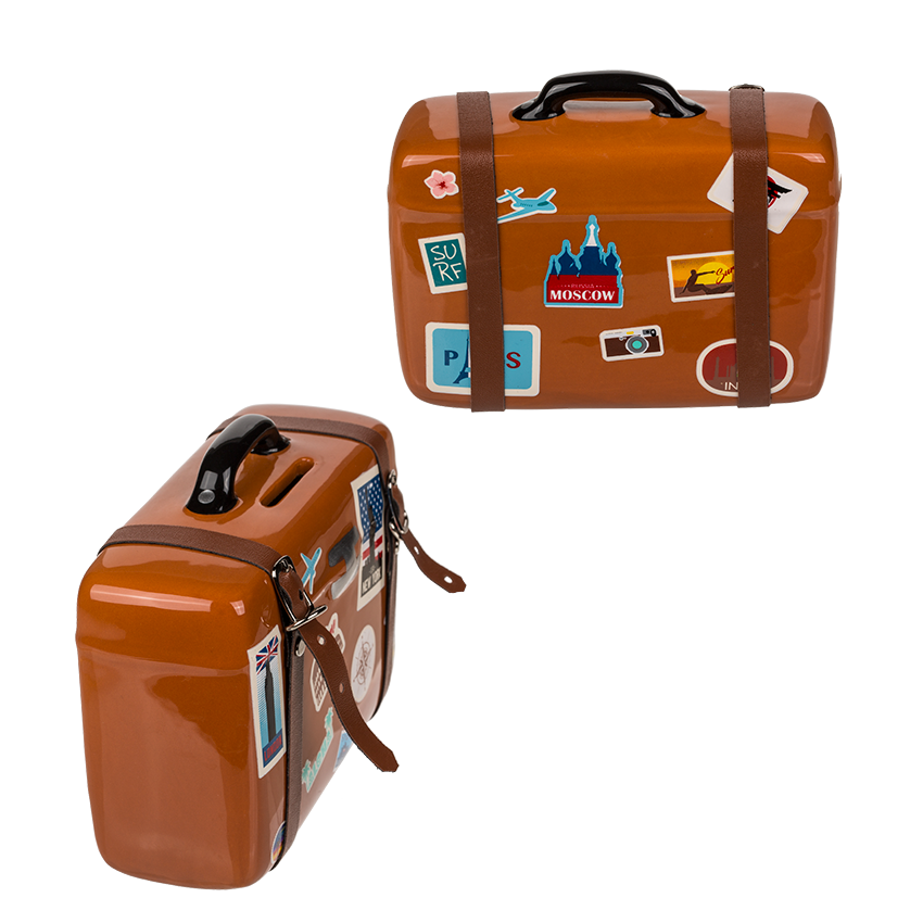 SPARDOSE Koffer aus Keramik Sparschwein Reisekoffer Geldkassette Geldspardose 46