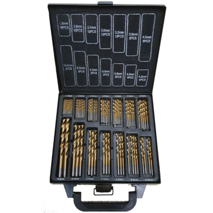 Spiralbohrer Set 1,5mm - 10mm 111tlg. HSS-Titan in Metallkoffer