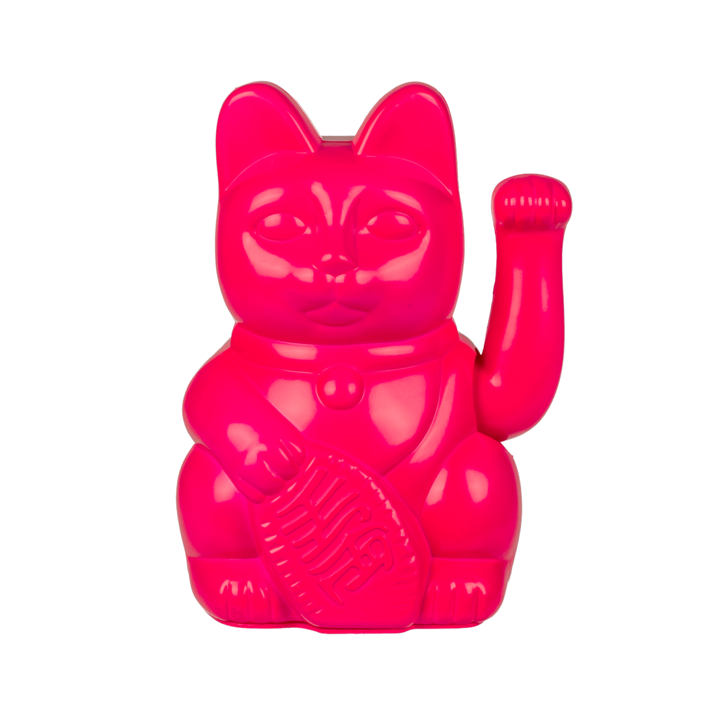 Winkende Katze Winke-Katze Winkekatze Glücksbringer Glückssymbol ca 20 cm pink 