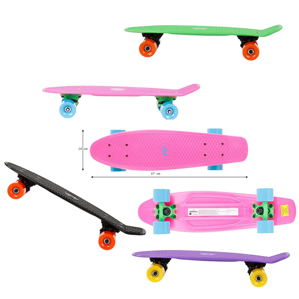 Skateboard Enfant 10 Ans Mini Skateboard LED Penny Board 22 - 57 Cm, Porteur 100 Kg, Roulements ABEC-7 Mini Skateboard Penny Board 57cm LED ABEC-7 100kg