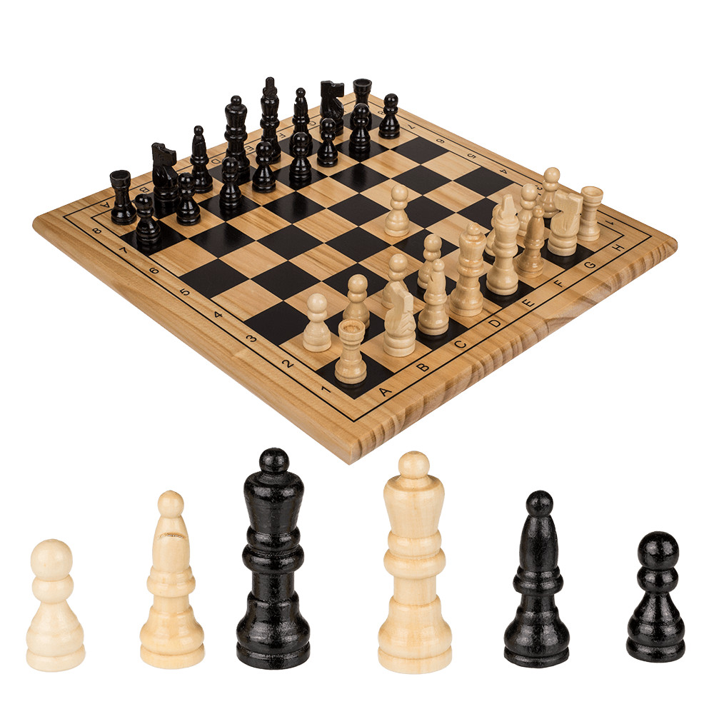 Schach Spiel aus Massivholz inkl. Schachfiguren 28,5 x 28,5 cm - Timmi  Spielwaren Onlineshop