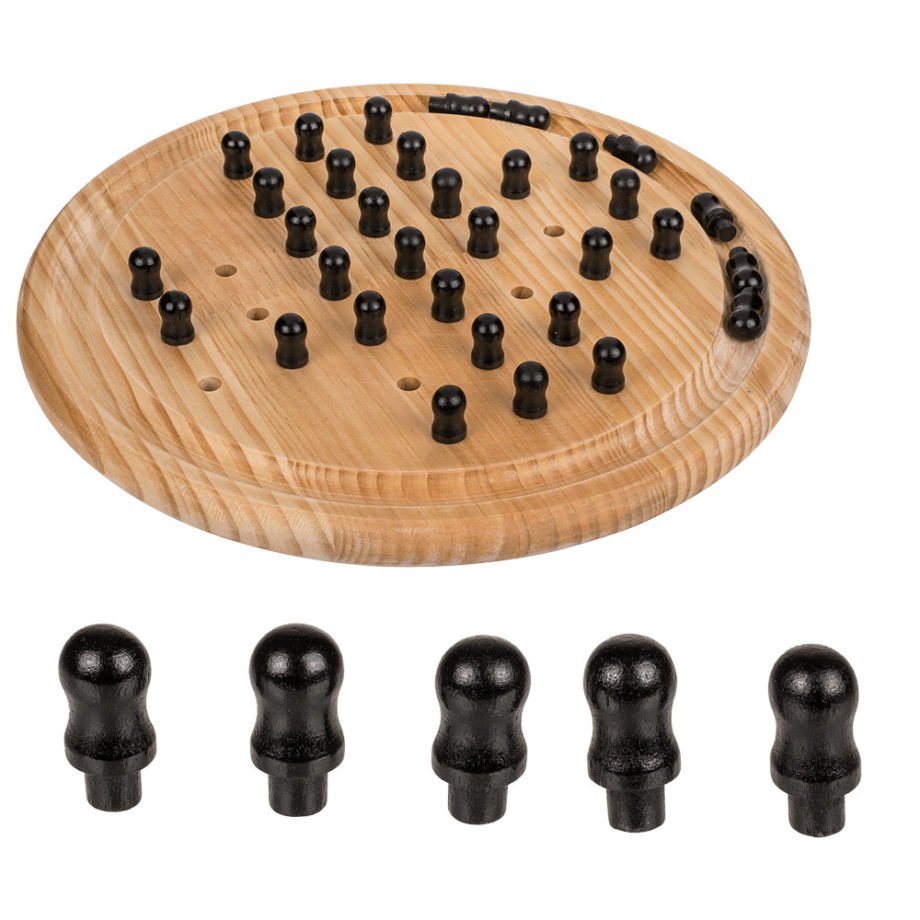 Solitär Brettspiel Aus Holz, 23 Cm – Klassisches Denkspiel Für Die Ganze Familie, Nachhaltig Aus Europäischem Holz