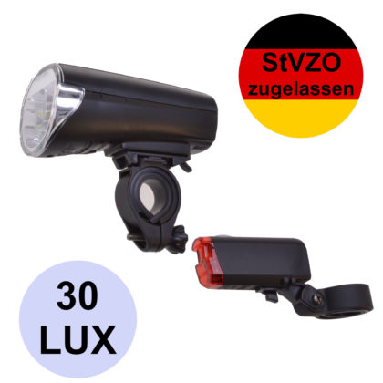 LED Fahrradbeleuchtungs-Set StVZO zugelassen Vorderlicht und Rücklicht - Filmer 40.207