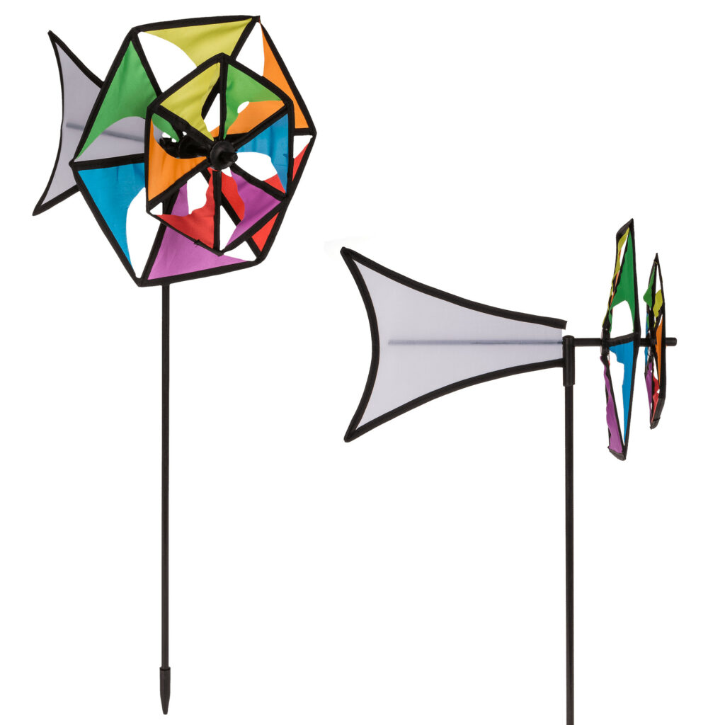 Windspiel Blume Windrad Nylon Regenbogen für Draußen Ø 25 cm H. 57 cm Windmühle - Bild 3 von 3