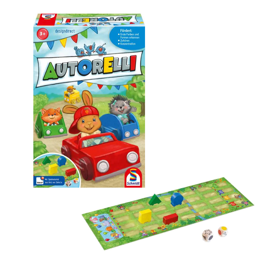 Schmidt Spiele Autorelli – Gioco Da Tavolo Per Bambini 3+, Gara Di Macchinine, 1-4 Giocatori