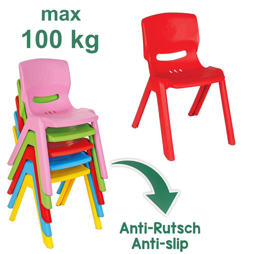 Kinderstuhl belastbar bis 100kg für Kindergarten & Freizeit Rot, Gelb,  Grün, Blau & Rosa - Siva - Timmi Spielwaren Onlineshop