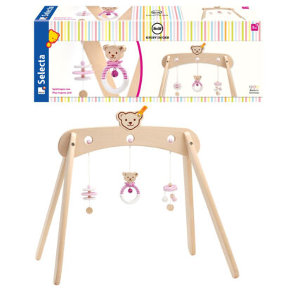 Babyspielgerät Bär Spieltrapez rosa aus Massivholz 59 cm - Steiff by Selecta 64306