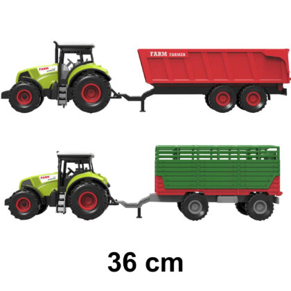 Traktor mit Anhänger Kipper oder Viehwagen Licht & Sound mit Friktion ca. 36cm