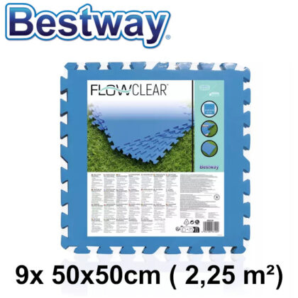 Bestway® Flowclear Pool-Bodenschutzfliesen Set 9 Stück á 50 x 50 cm (2,25m²) blau
