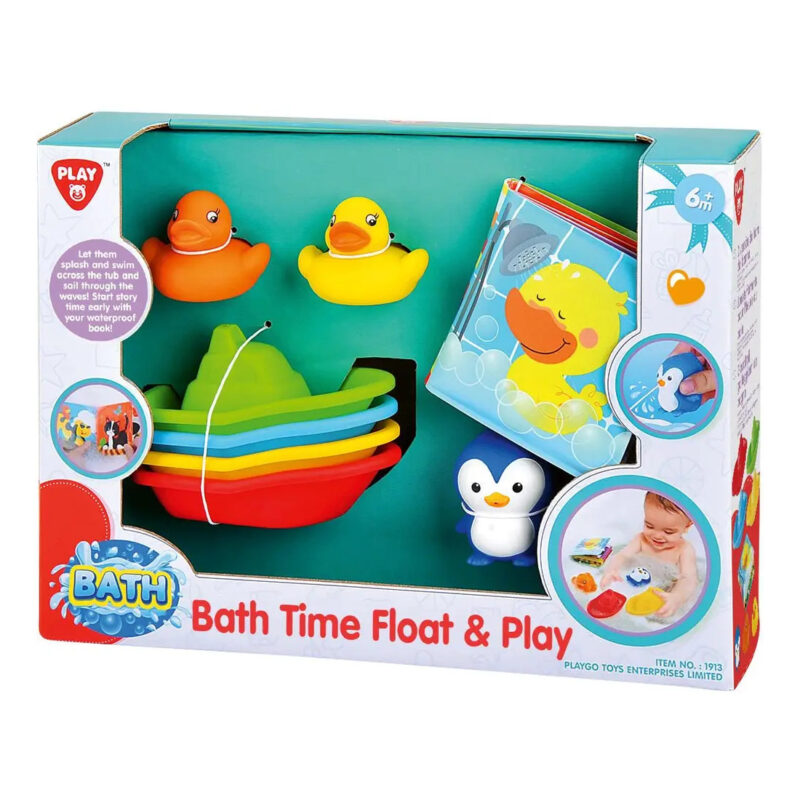 Großes Badewannen Spielset 4 Boote Badebuch und 3 Badetiere ab 6 Monate