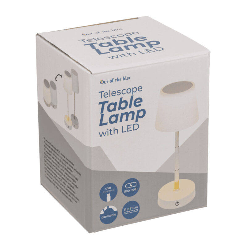Akku Teleskop Tischleuchte LED dimmbar Touchsensor warmweiß ausziehbar Weiß – Bild 5