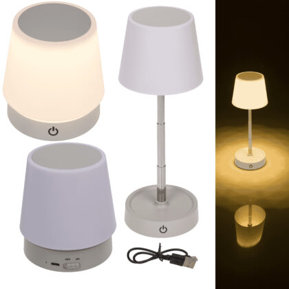 Akku Teleskop Tischleuchte LED dimmbar Touchsensor warmweiß ausziehbar Weiß