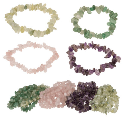 Edelstein Armband Amethyst, Rosenquartz, Grüner Aventurin, Prehnit ca. 17cm