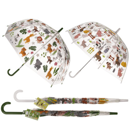 Kinder Regenschirm transparent Dschungel oder Bauernhof Tiere Ø 72cm