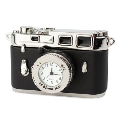 Metall Tischuhr Camera Kamera schwarz Schreibtischuhr - Siva Clocks 99022
