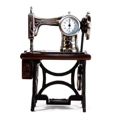 Metall Tischuhr Nostalgische Nähmaschine Retro Schreibtischuhr - Siva Clocks 99059