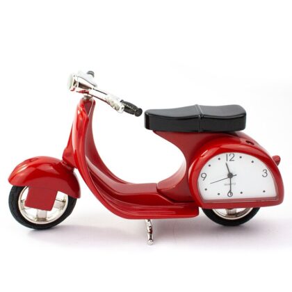 Metall Tischuhr Scooter Motorroller Rot Schreibtischuhr - Siva Clocks 99004