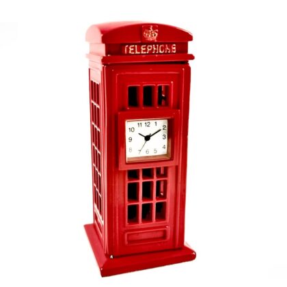 Metall Tischuhr Telephone Box UK Telefonzelle London Schreibtischuhr - Siva Clocks 99078