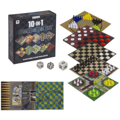 Reise Spielesammlung 10 in 1 Schach, Dame, Backgammon und noch mehr 15 x 15 cm