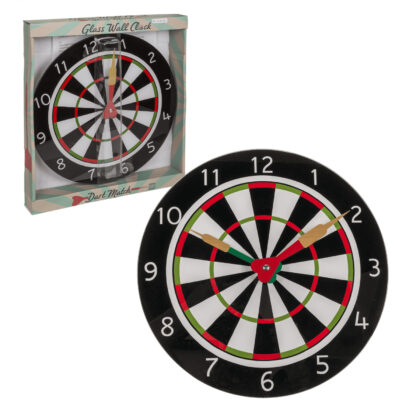 Wanduhr aus Glas als Dartscheibe Dartboard Ø ca. 30 cm