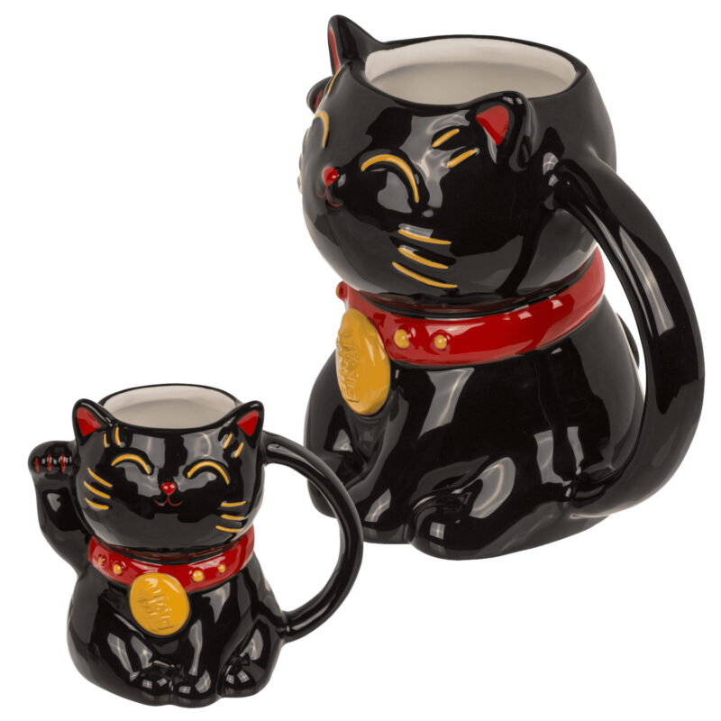 Winkekatze Lucky Cat Kaffeebecher Tasse XXL - 500ml 15 x 13 cm – Bild 3