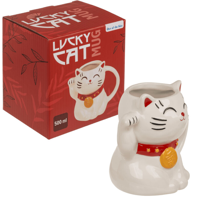 Winkekatze Lucky Cat Kaffeebecher Tasse XXL - 500ml 15 x 13 cm – Bild 2