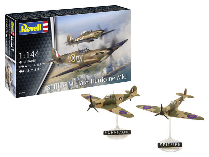 Supermarine Spitfire Mk.Ia & Hawker Hurricane Mk.I  2 Modelle 1:144 Bausatz - Revell 03771