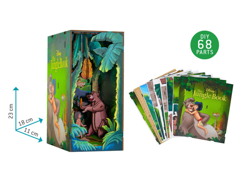 Tiny Adventures Book Nook - Disney "Das Dschungelbuch" mit LED Beleuchtung Holzbausatz 68 Teile - Revell 00535 – Bild 6