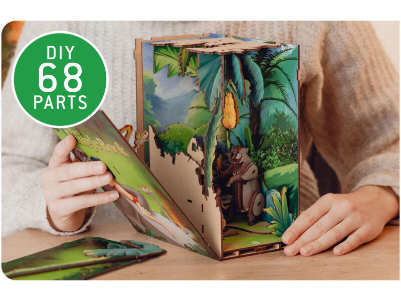 Tiny Adventures Book Nook - Disney "Das Dschungelbuch" mit LED Beleuchtung Holzbausatz 68 Teile - Revell 00535 – Bild 8