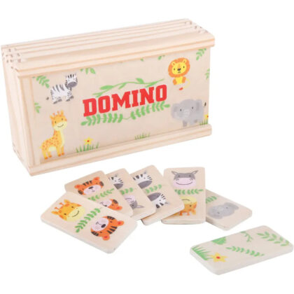 Holz Domino mit Tiermotiven 28 Teile Domino für Kinder ab 12 Monate in Holzbox