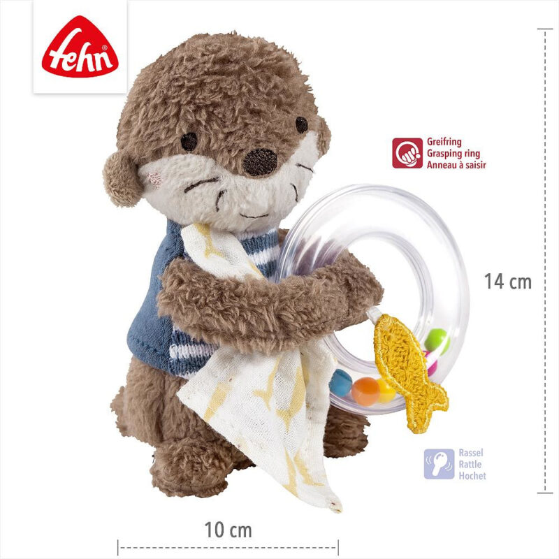 Rasselring Otter Theo Motorik-Spielzeug mit Rassel 14cm - fehn 047080 – Bild 2