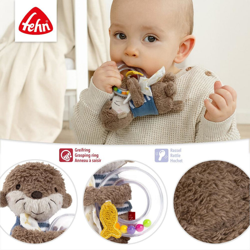 Rasselring Otter Theo Motorik-Spielzeug mit Rassel 14cm - fehn 047080 – Bild 3
