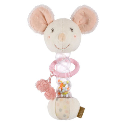 Regenmacher Maus Motorik-Spielzeug mit Rassel 19cm - fehn 045086