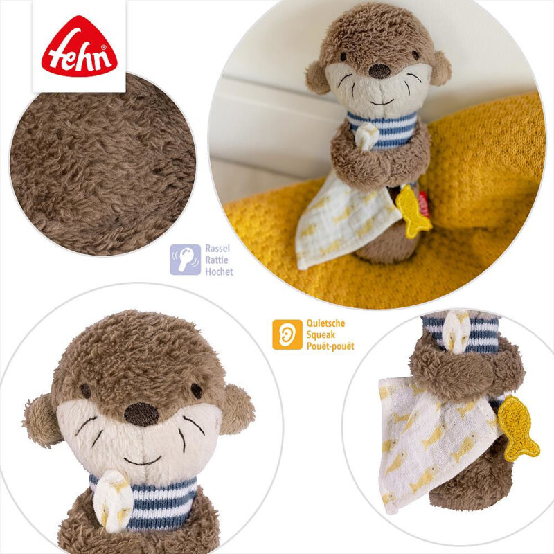Stabgreifling Otter Theo Motorik-Spielzeug mit Rassel 16cm - fehn 047073 – Bild 3