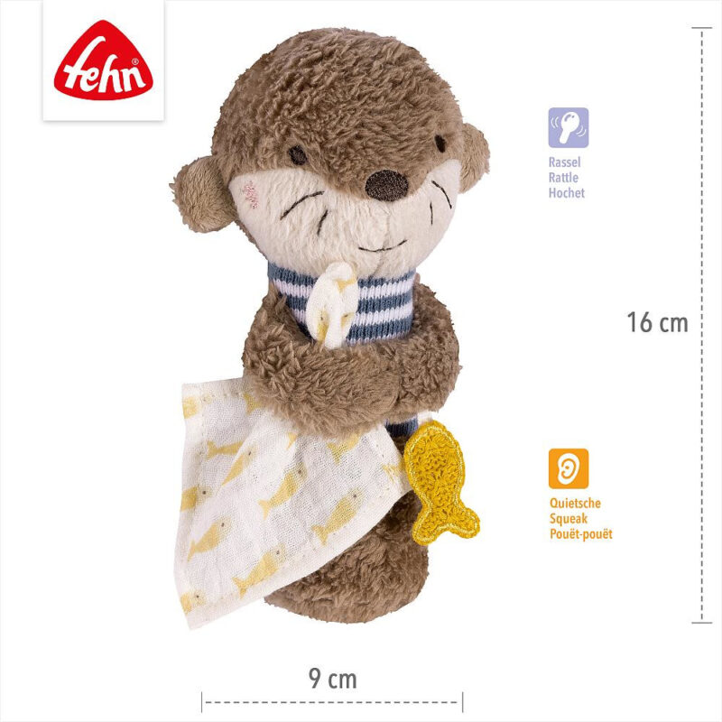 Stabgreifling Otter Theo Motorik-Spielzeug mit Rassel 16cm - fehn 047073 – Bild 4