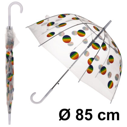 Kuppel-Regenschirm Transparent Pride flag Regenbogenflagge Ø 85cm