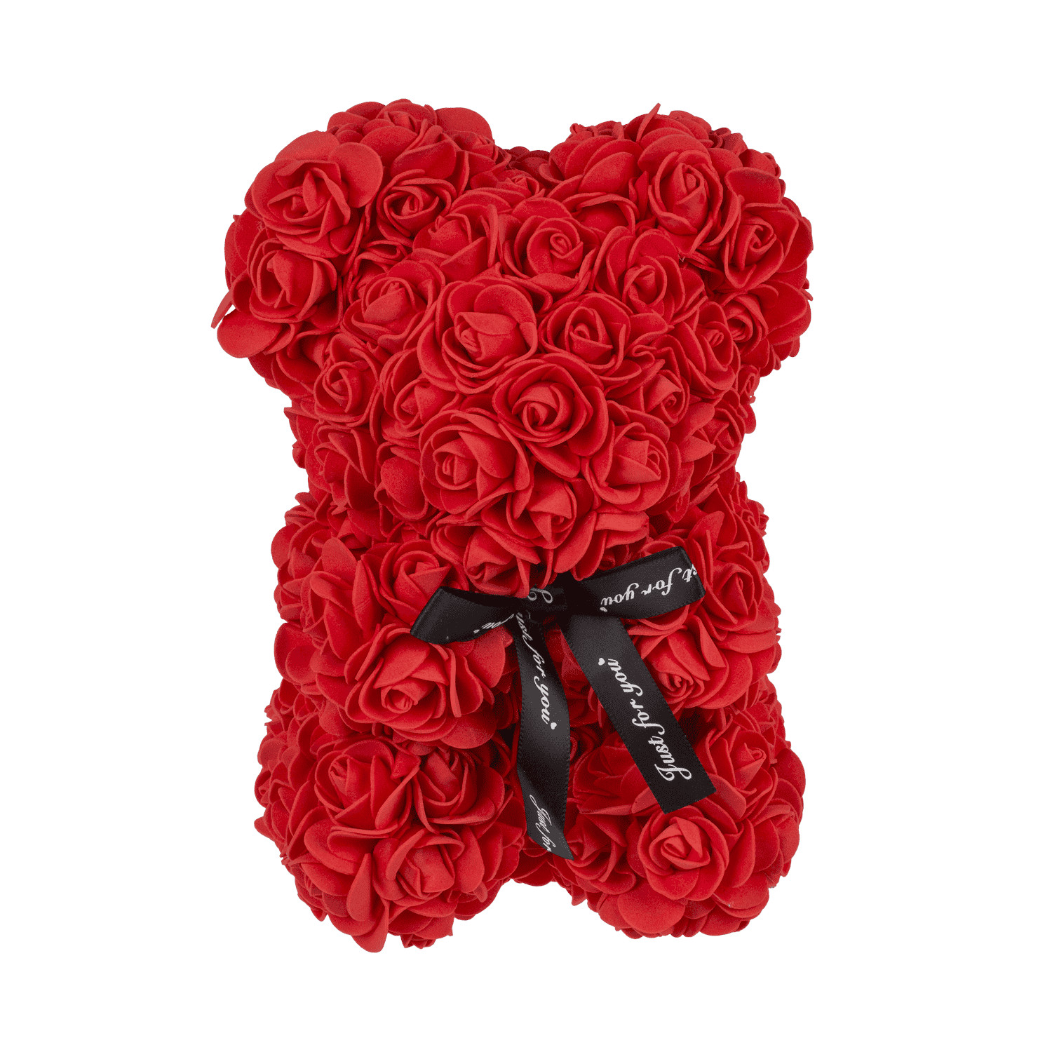 Rosen-Bär aus Kunstrosen 25 x16 x16 cm mit Geschenkverpackung Jahrestag / Hochzeitstag / Valentinstag – Bild 6