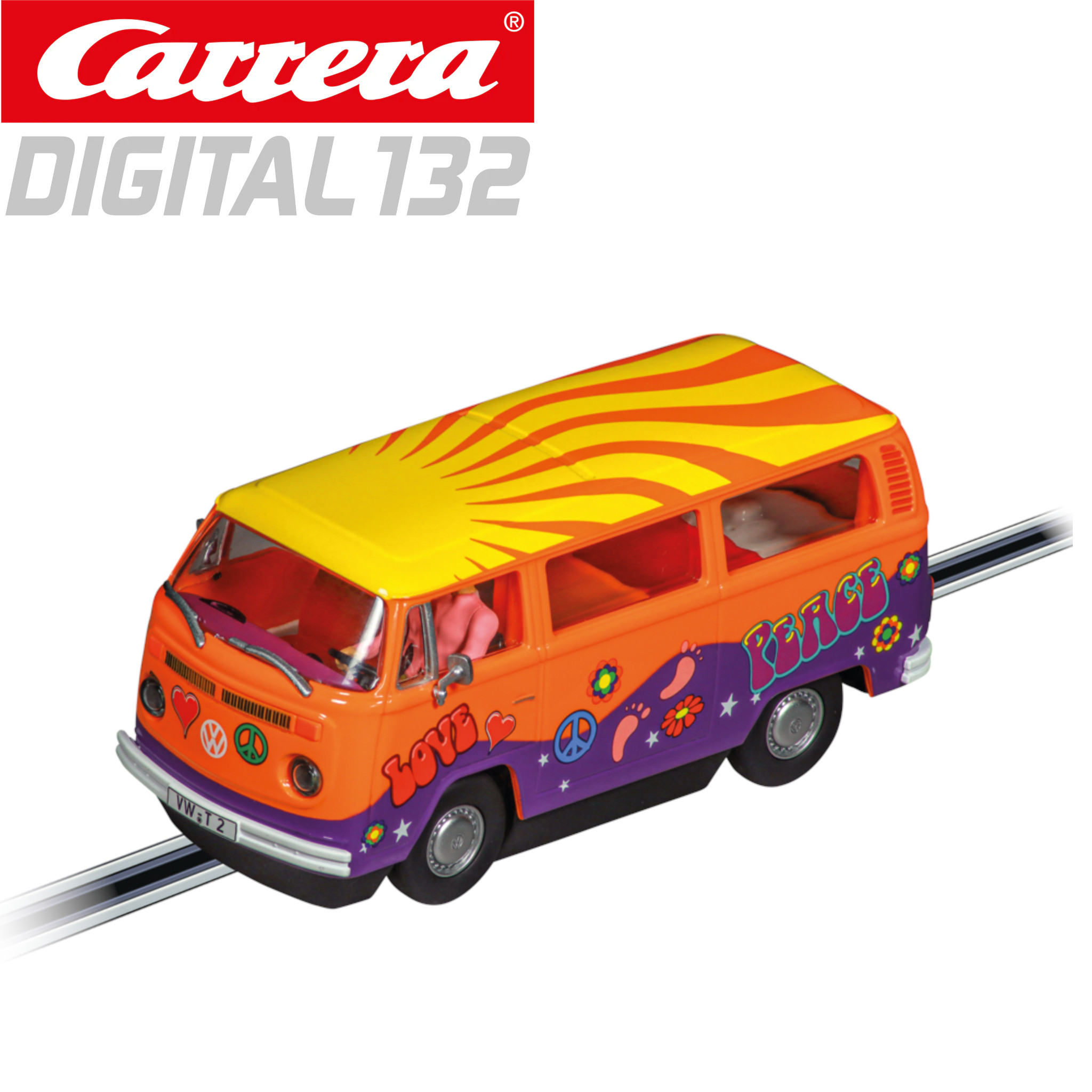 VW Bus T2b Peace and Love Hippie-Bus Bulli - Carrera Digital 132 20031095