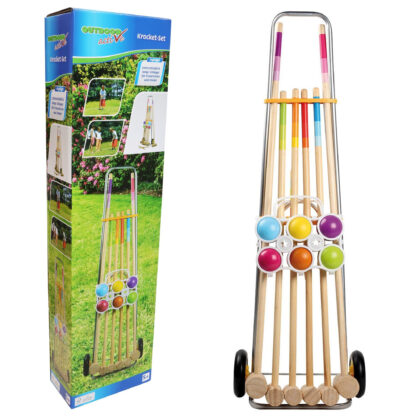 Familien Krocketwagen mit 6 Schlägern 86 & 75 cm Croquet Set Classic