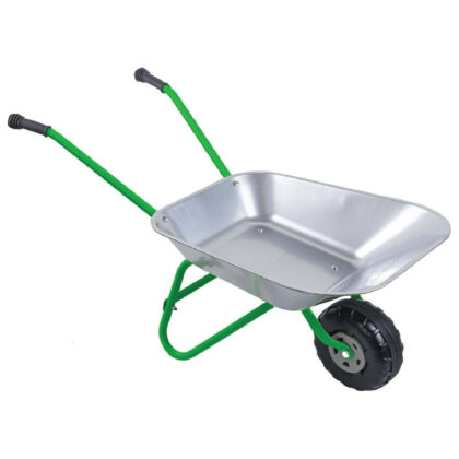 Metall Schubkarre Silber / Grün für Kinder ab 2 Jahre Kinderschubkarre