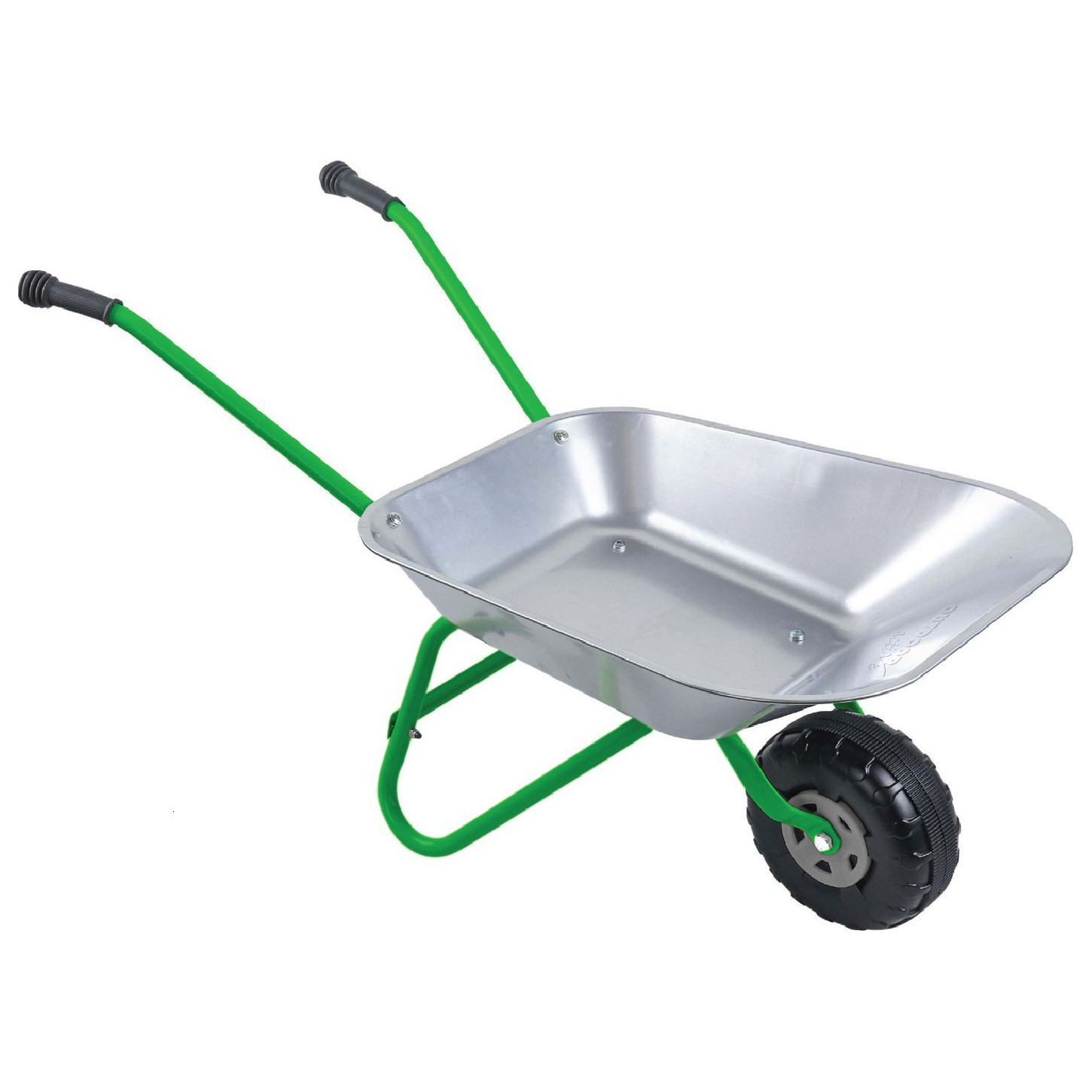Metall Schubkarre Silber / Grün für Kinder ab 2 Jahre Kinderschubkarre