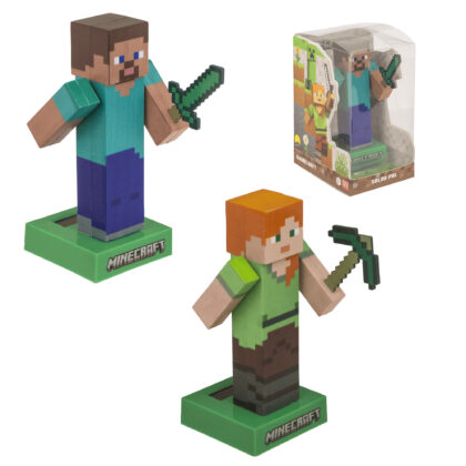 Wackelfigur Minecraft Figur - Alex / Steve mit Solarzelle ca. 12 cm
