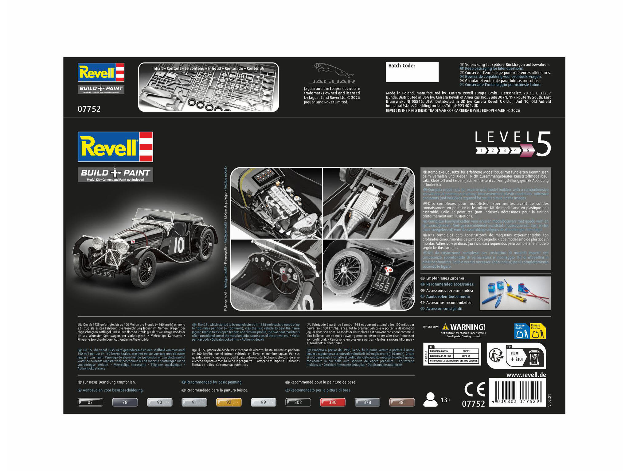 Jaguar SS 100 1:32 Plastikmodellbausatz - Revell Classics 07752 – Bild 6