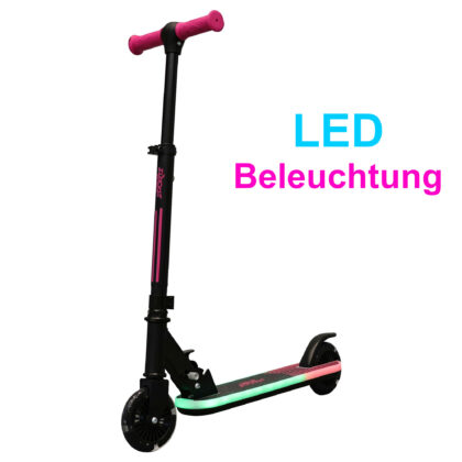 LED Scooter Pink / Schwarz Ø 120mm ABEC 7 Cityroller mit LED Beleuchtung - New Sports