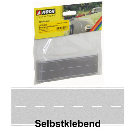 Straßen-Folie Bundesstraße Grau Straße für Modelleisenbahn N 1:160 4 cm x 100 cm - Noch 34203